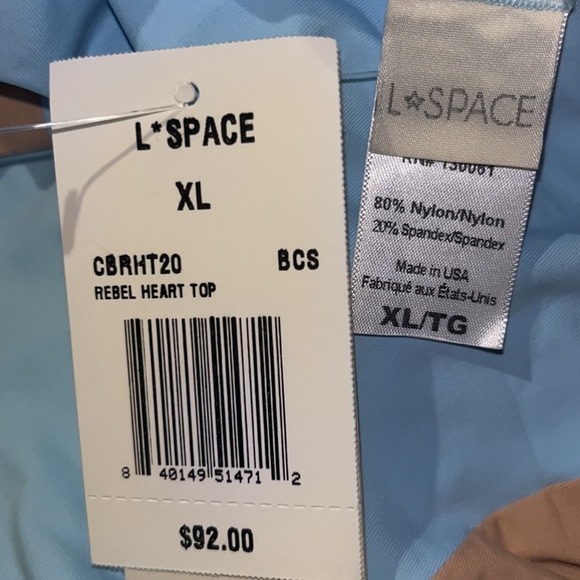 L*SPACE Rebel Heart Bikini Top in Brick, Champagne & Sky Blue Sz XL - Picture 6 of 9